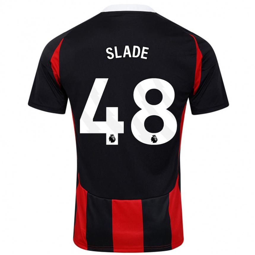 Kinder Fußball Bradley Slade #48 Schwarz Rot Auswärtstrikot Trikot 2024/25 T-Shirt Luxemburg