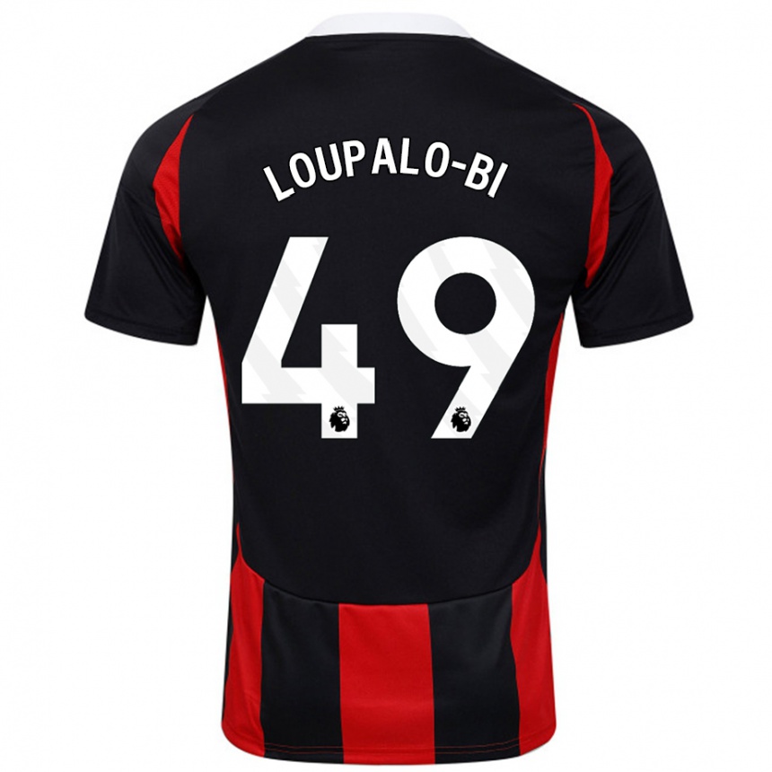 Kinder Fußball Aaron Loupalo-Bi #49 Schwarz Rot Auswärtstrikot Trikot 2024/25 T-Shirt Luxemburg