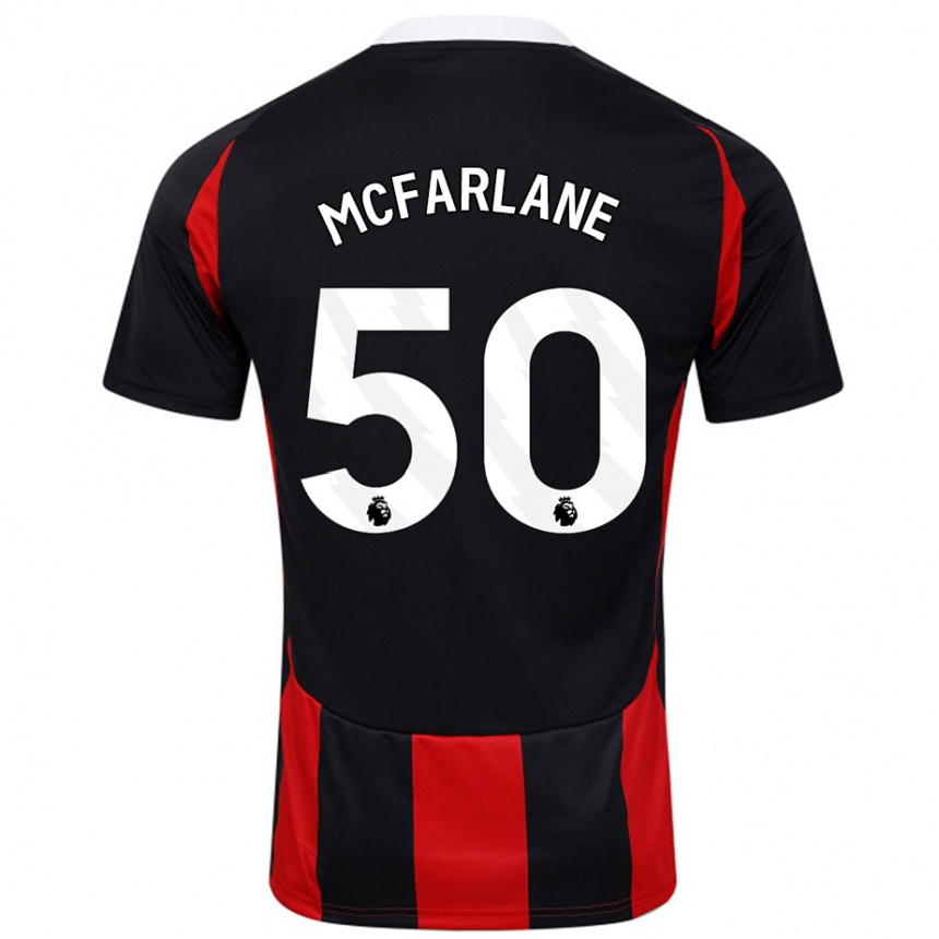 Kinder Fußball Callum Mcfarlane #50 Schwarz Rot Auswärtstrikot Trikot 2024/25 T-Shirt Luxemburg