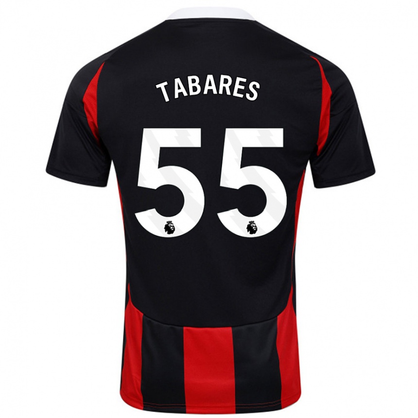 Kinder Fußball Samuel Tabares #55 Schwarz Rot Auswärtstrikot Trikot 2024/25 T-Shirt Luxemburg