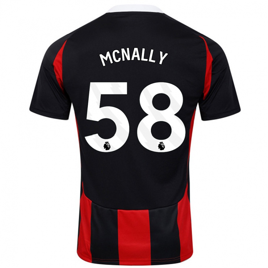 Kinder Fußball Alfie Mcnally #58 Schwarz Rot Auswärtstrikot Trikot 2024/25 T-Shirt Luxemburg