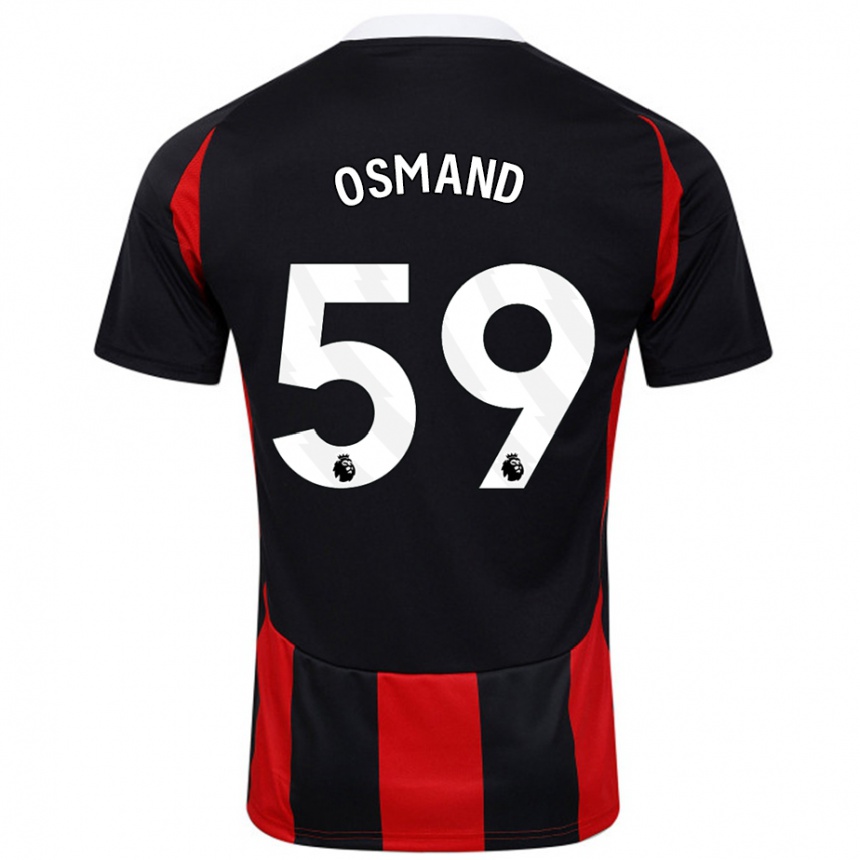 Kinder Fußball Callum Osmand #59 Schwarz Rot Auswärtstrikot Trikot 2024/25 T-Shirt Luxemburg