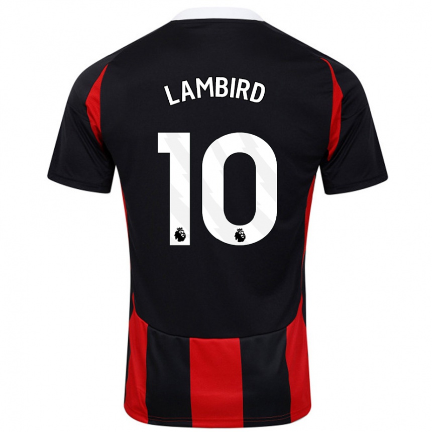 Kinder Fußball Lilly Lambird #10 Schwarz Rot Auswärtstrikot Trikot 2024/25 T-Shirt Luxemburg