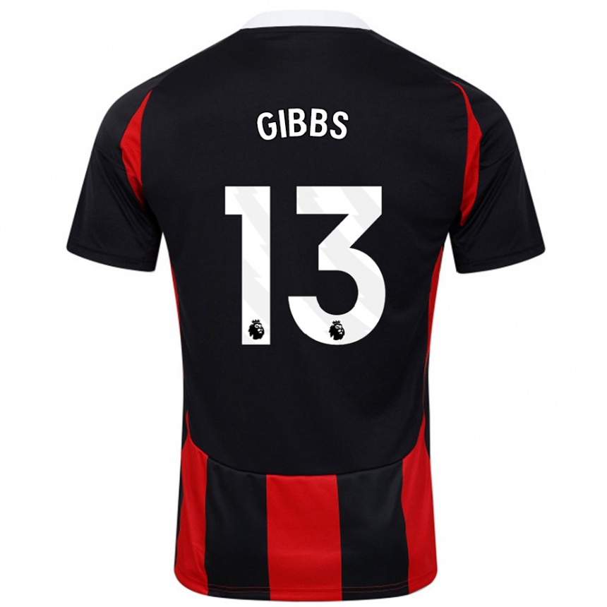 Kinder Fußball Frankie Gibbs #13 Schwarz Rot Auswärtstrikot Trikot 2024/25 T-Shirt Luxemburg