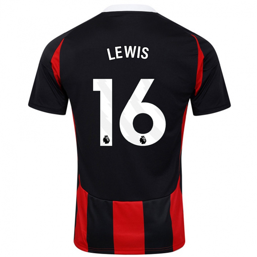 Kinder Fußball Milla Lewis #16 Schwarz Rot Auswärtstrikot Trikot 2024/25 T-Shirt Luxemburg