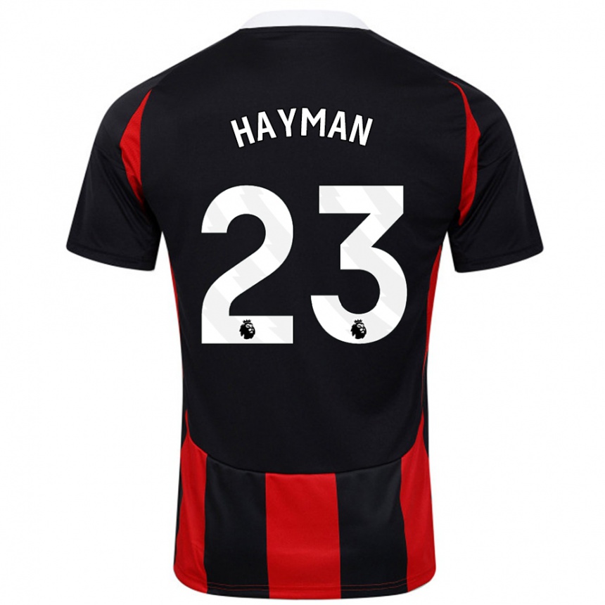 Kinder Fußball Alex Hayman #23 Schwarz Rot Auswärtstrikot Trikot 2024/25 T-Shirt Luxemburg