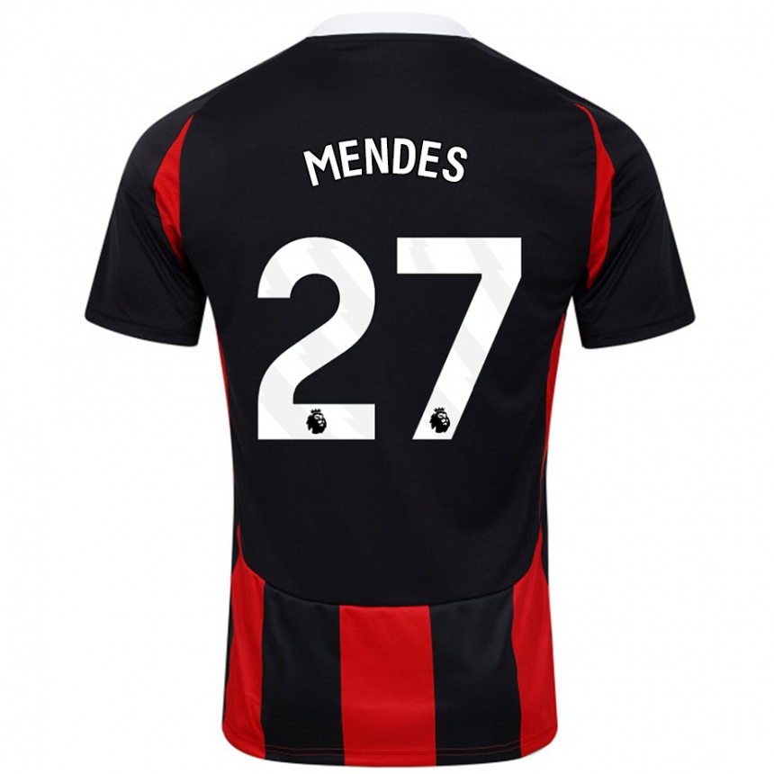 Kinder Fußball Megalie Mendes #27 Schwarz Rot Auswärtstrikot Trikot 2024/25 T-Shirt Luxemburg