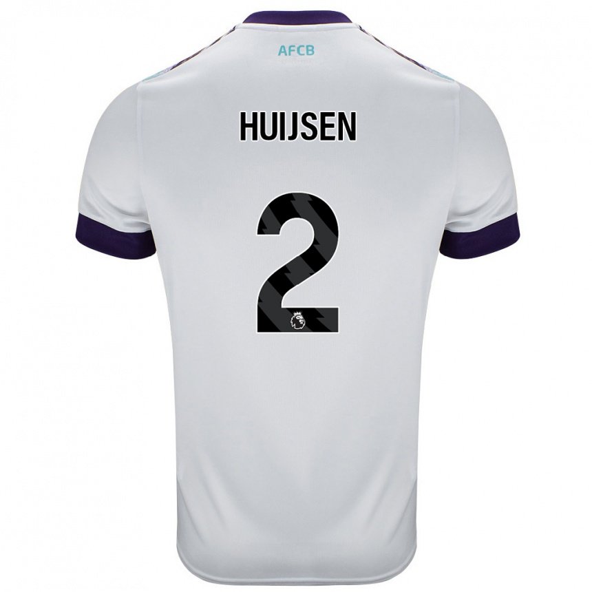 Kinder Fußball Dean Huijsen #2 Weiß Grün Lila Auswärtstrikot Trikot 2024/25 T-Shirt Luxemburg