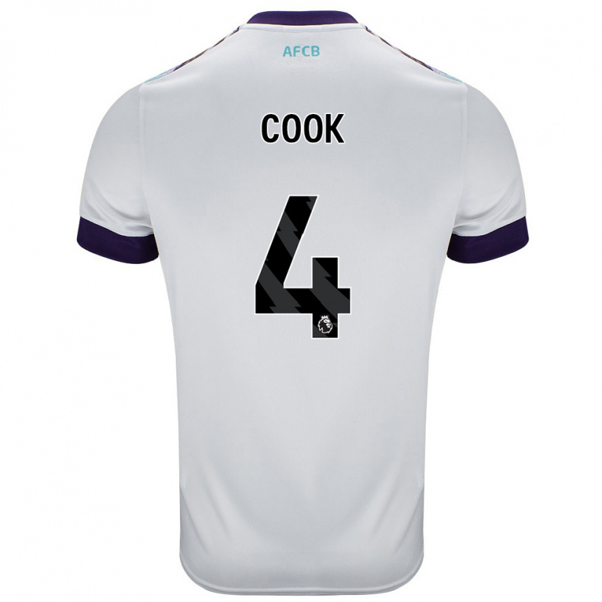 Kinder Fußball Lewis Cook #4 Weiß Grün Lila Auswärtstrikot Trikot 2024/25 T-Shirt Luxemburg