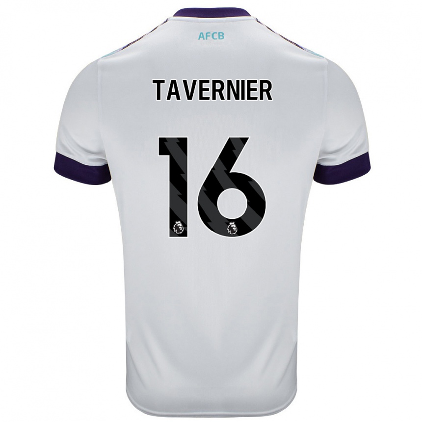 Kinder Fußball Marcus Tavernier #16 Weiß Grün Lila Auswärtstrikot Trikot 2024/25 T-Shirt Luxemburg