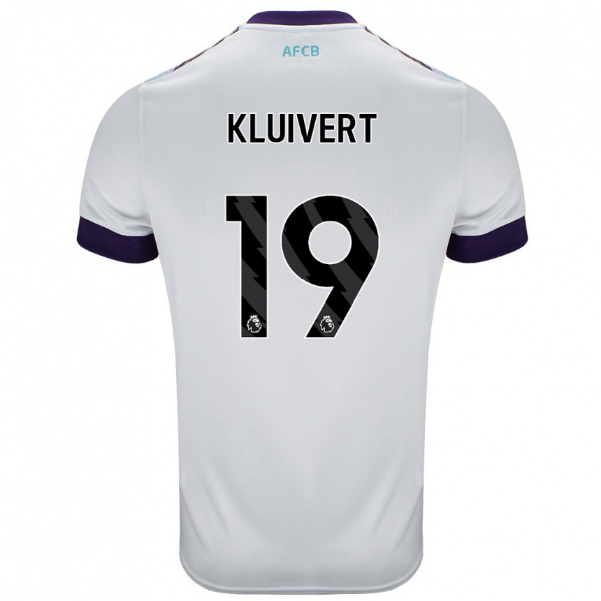 Kinder Fußball Justin Kluivert #19 Weiß Grün Lila Auswärtstrikot Trikot 2024/25 T-Shirt Luxemburg