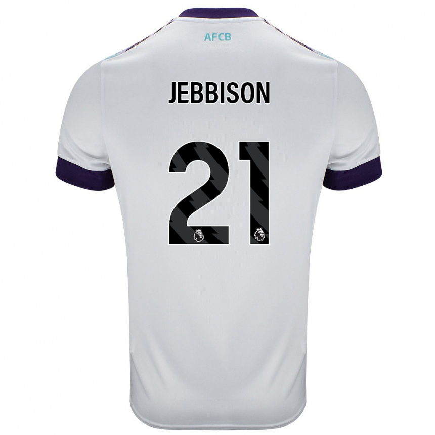 Kinder Fußball Daniel Jebbison #21 Weiß Grün Lila Auswärtstrikot Trikot 2024/25 T-Shirt Luxemburg