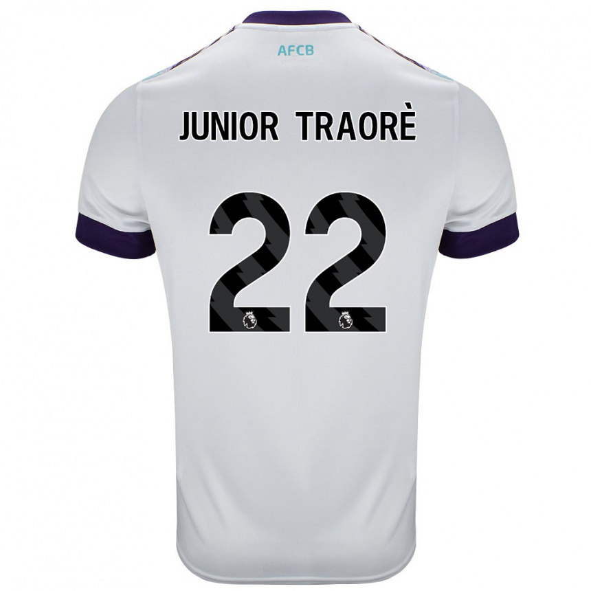 Kinder Fußball Hamed Junior Traorè #22 Weiß Grün Lila Auswärtstrikot Trikot 2024/25 T-Shirt Luxemburg