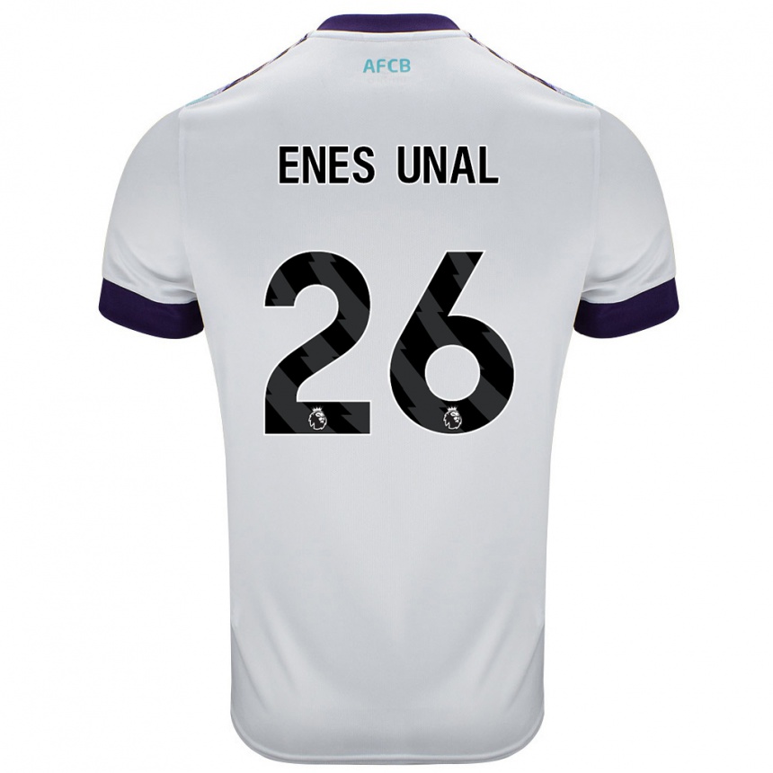 Kinder Fußball Enes Ünal #26 Weiß Grün Lila Auswärtstrikot Trikot 2024/25 T-Shirt Luxemburg