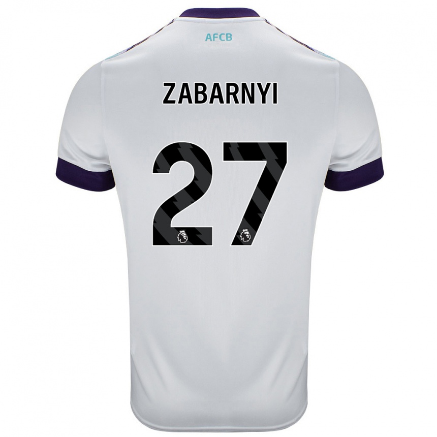 Kinder Fußball Ilya Zabarnyi #27 Weiß Grün Lila Auswärtstrikot Trikot 2024/25 T-Shirt Luxemburg