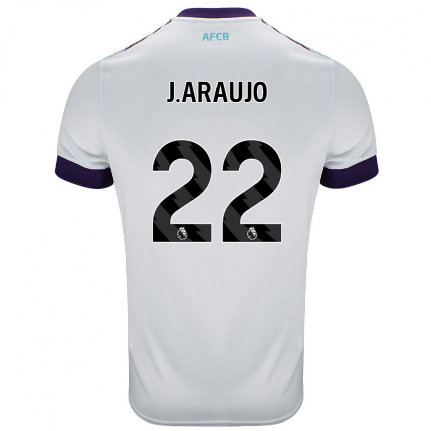 Kinder Fußball Julián Araujo #28 Weiß Grün Lila Auswärtstrikot Trikot 2024/25 T-Shirt Luxemburg