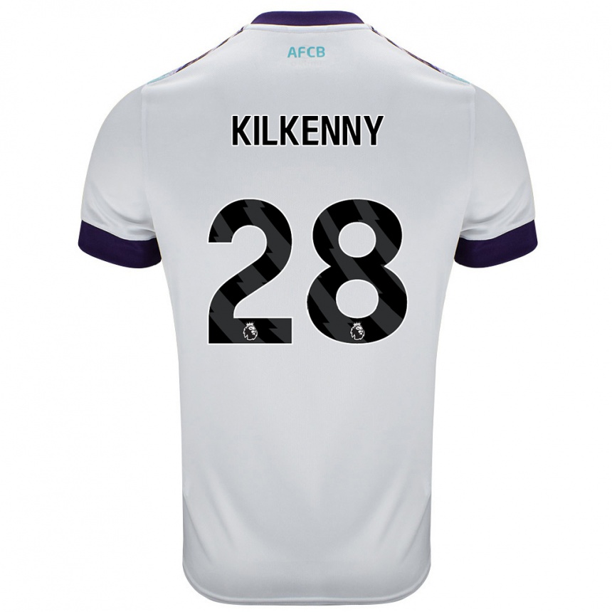 Kinder Fußball Gavin Kilkenny #28 Weiß Grün Lila Auswärtstrikot Trikot 2024/25 T-Shirt Luxemburg