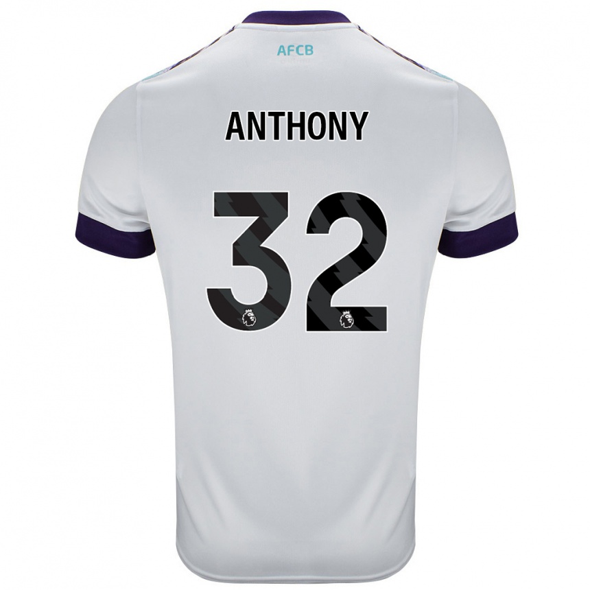 Kinder Fußball Jaidon Anthony #32 Weiß Grün Lila Auswärtstrikot Trikot 2024/25 T-Shirt Luxemburg