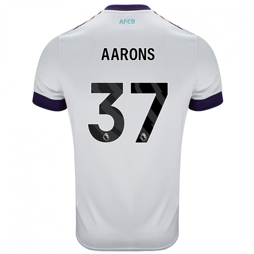 Kinder Fußball Max Aarons #37 Weiß Grün Lila Auswärtstrikot Trikot 2024/25 T-Shirt Luxemburg