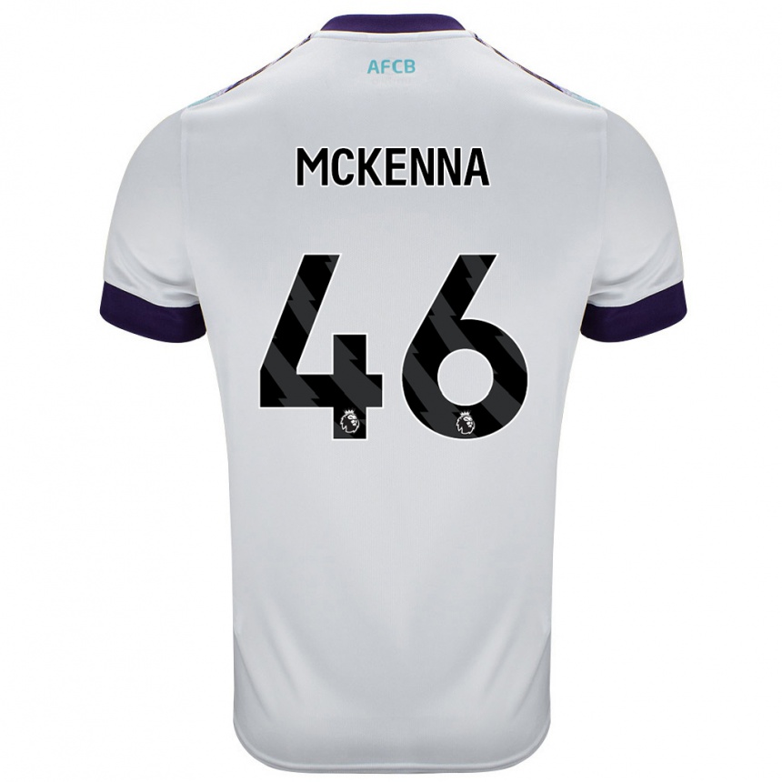 Kinder Fußball Callan Mckenna #46 Weiß Grün Lila Auswärtstrikot Trikot 2024/25 T-Shirt Luxemburg