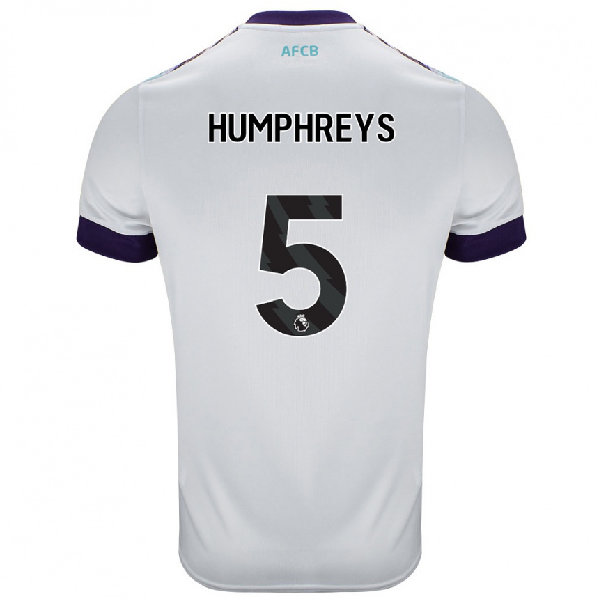 Kinder Fußball Holly Humphreys #5 Weiß Grün Lila Auswärtstrikot Trikot 2024/25 T-Shirt Luxemburg