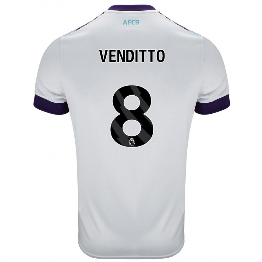 Kinder Fußball Olivia Venditto #8 Weiß Grün Lila Auswärtstrikot Trikot 2024/25 T-Shirt Luxemburg