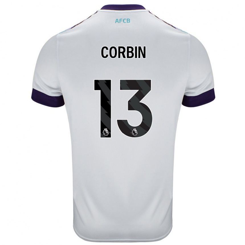 Kinder Fußball Helen Corbin #13 Weiß Grün Lila Auswärtstrikot Trikot 2024/25 T-Shirt Luxemburg