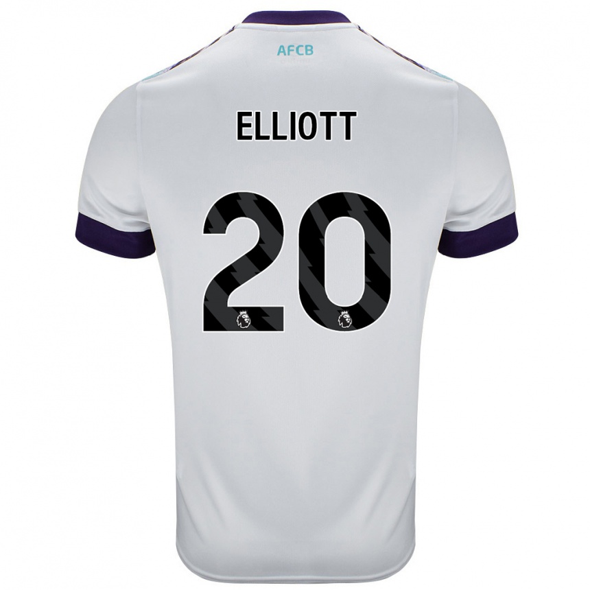 Kinder Fußball Kaitlyn Elliott #20 Weiß Grün Lila Auswärtstrikot Trikot 2024/25 T-Shirt Luxemburg