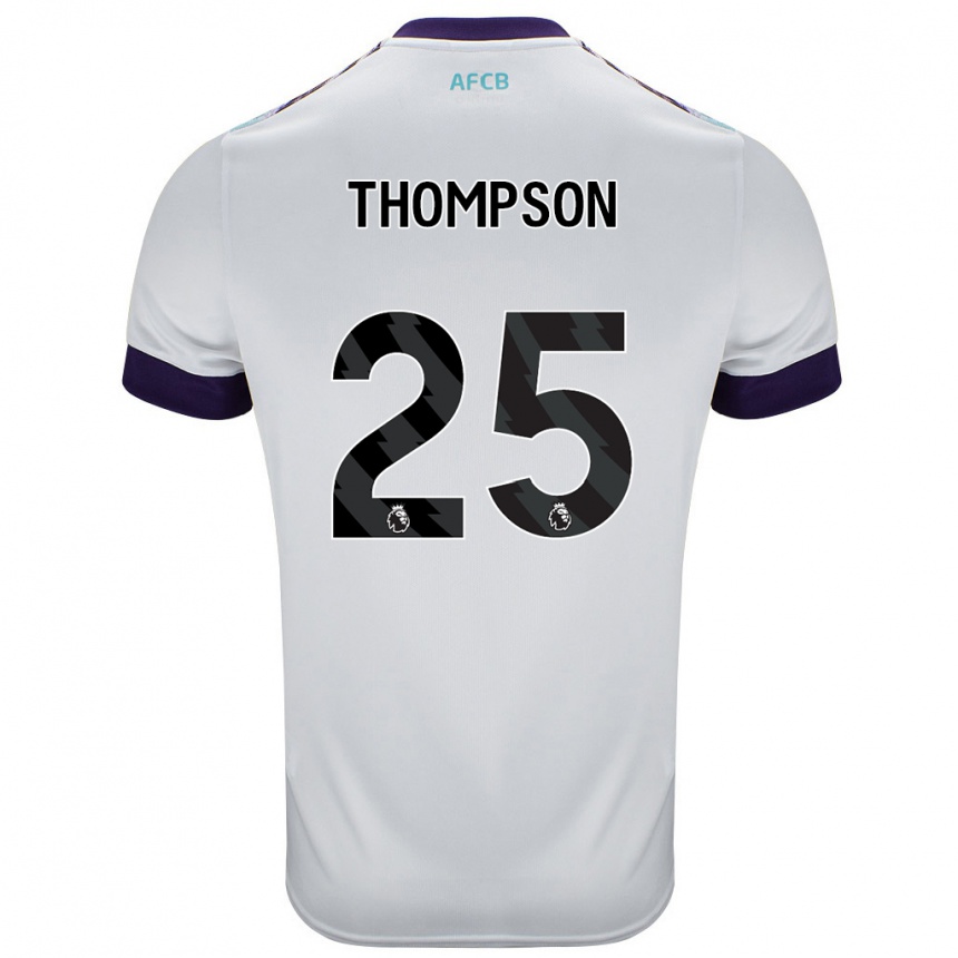 Kinder Fußball Kenni Thompson #25 Weiß Grün Lila Auswärtstrikot Trikot 2024/25 T-Shirt Luxemburg