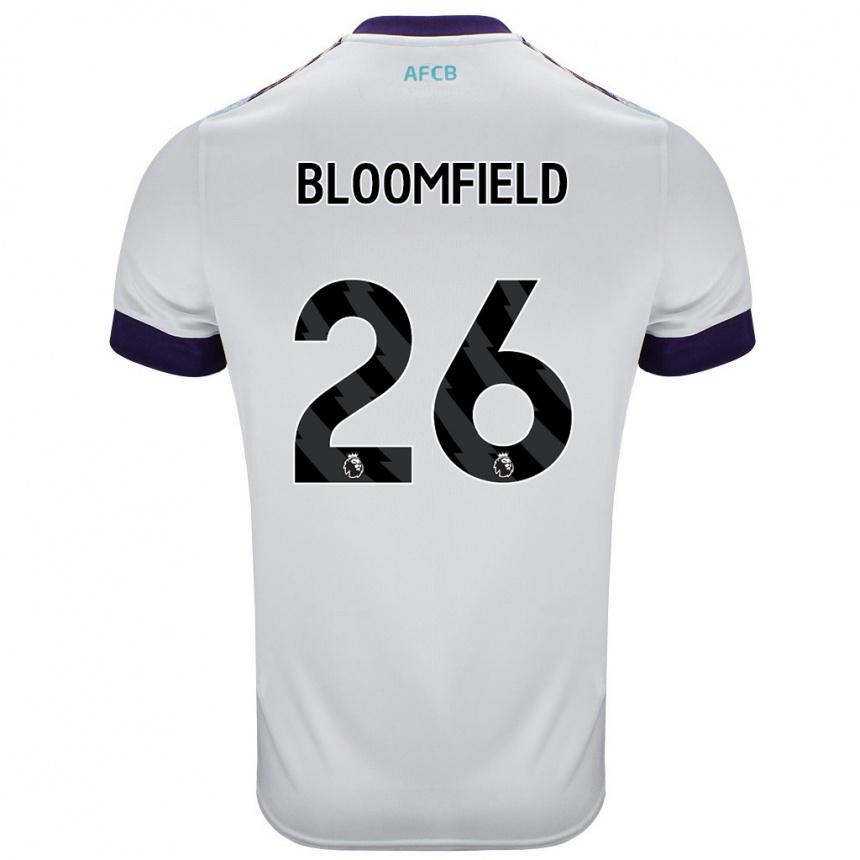 Kinder Fußball Erin Bloomfield #26 Weiß Grün Lila Auswärtstrikot Trikot 2024/25 T-Shirt Luxemburg