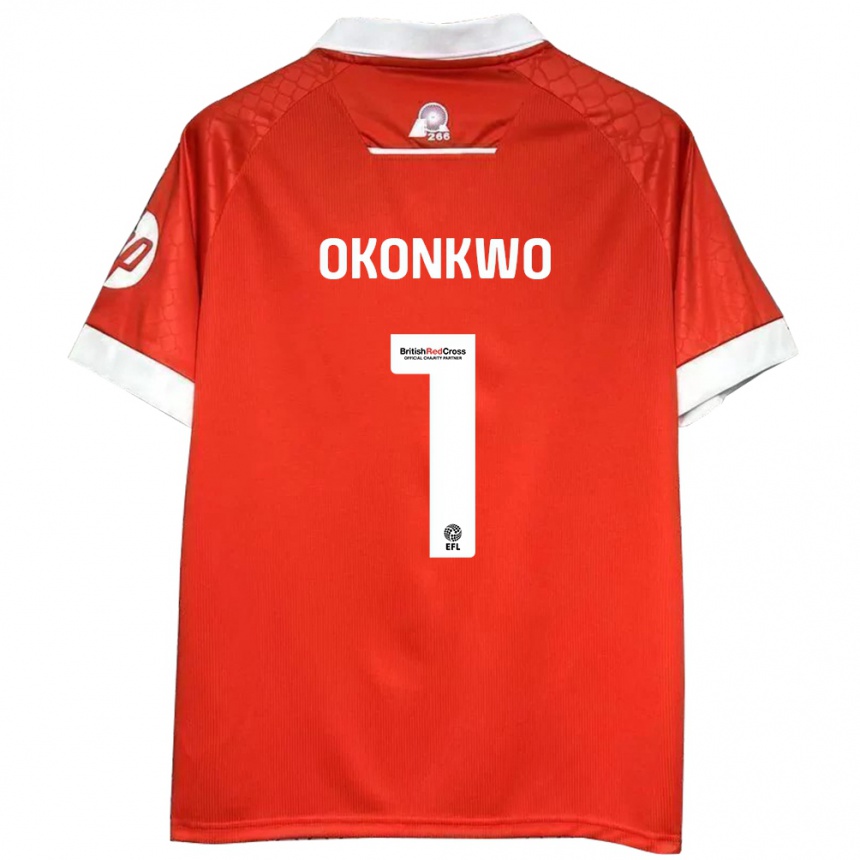 Herren Fußball Arthur Okonkwo #1 Rot Weiß Heimtrikot Trikot 2024/25 T-Shirt Luxemburg