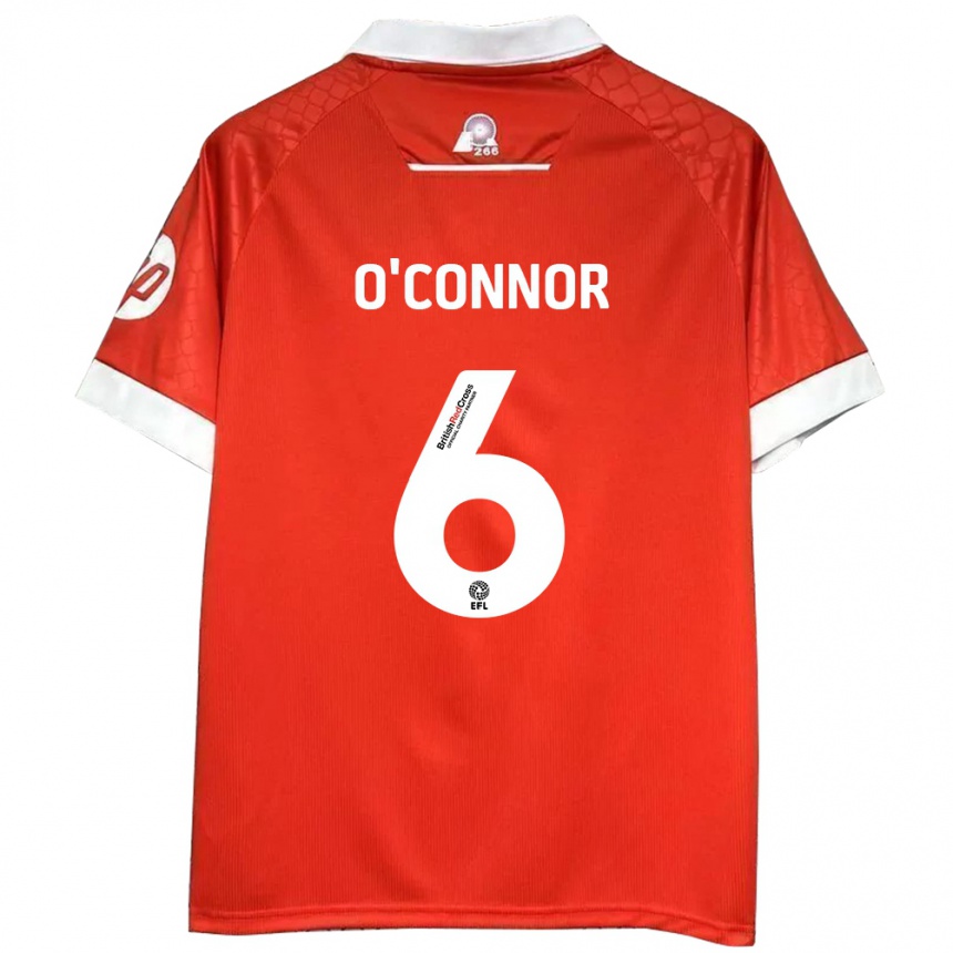 Herren Fußball Thomas O'connor #6 Rot Weiß Heimtrikot Trikot 2024/25 T-Shirt Luxemburg