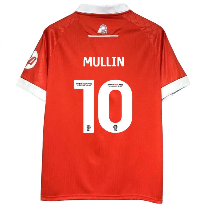 Herren Fußball Paul Mullin #10 Rot Weiß Heimtrikot Trikot 2024/25 T-Shirt Luxemburg