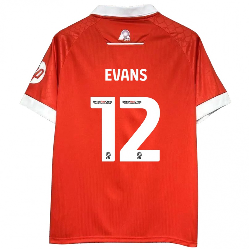 Herren Fußball George Evans #12 Rot Weiß Heimtrikot Trikot 2024/25 T-Shirt Luxemburg