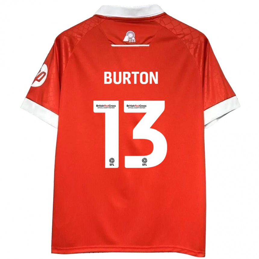 Herren Fußball Callum Burton #13 Rot Weiß Heimtrikot Trikot 2024/25 T-Shirt Luxemburg