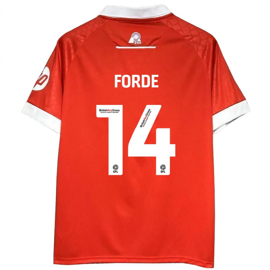 Herren Fußball Anthony Forde #14 Rot Weiß Heimtrikot Trikot 2024/25 T-Shirt Luxemburg