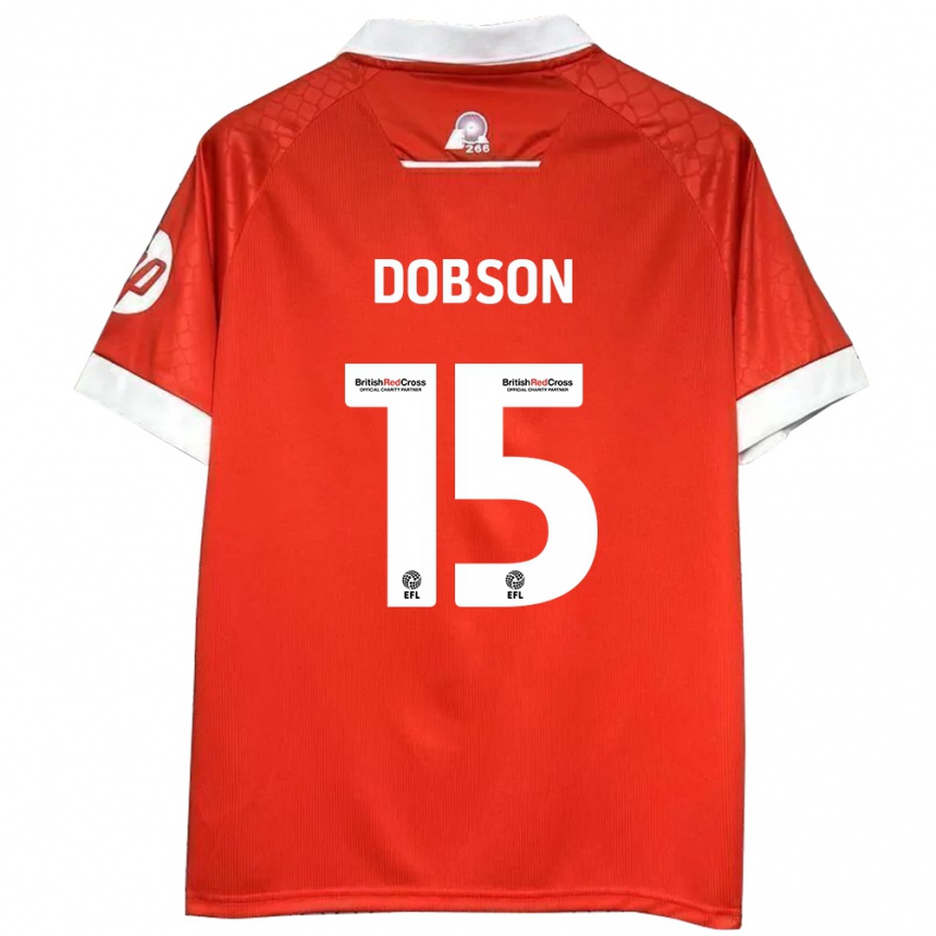 Herren Fußball George Dobson #15 Rot Weiß Heimtrikot Trikot 2024/25 T-Shirt Luxemburg