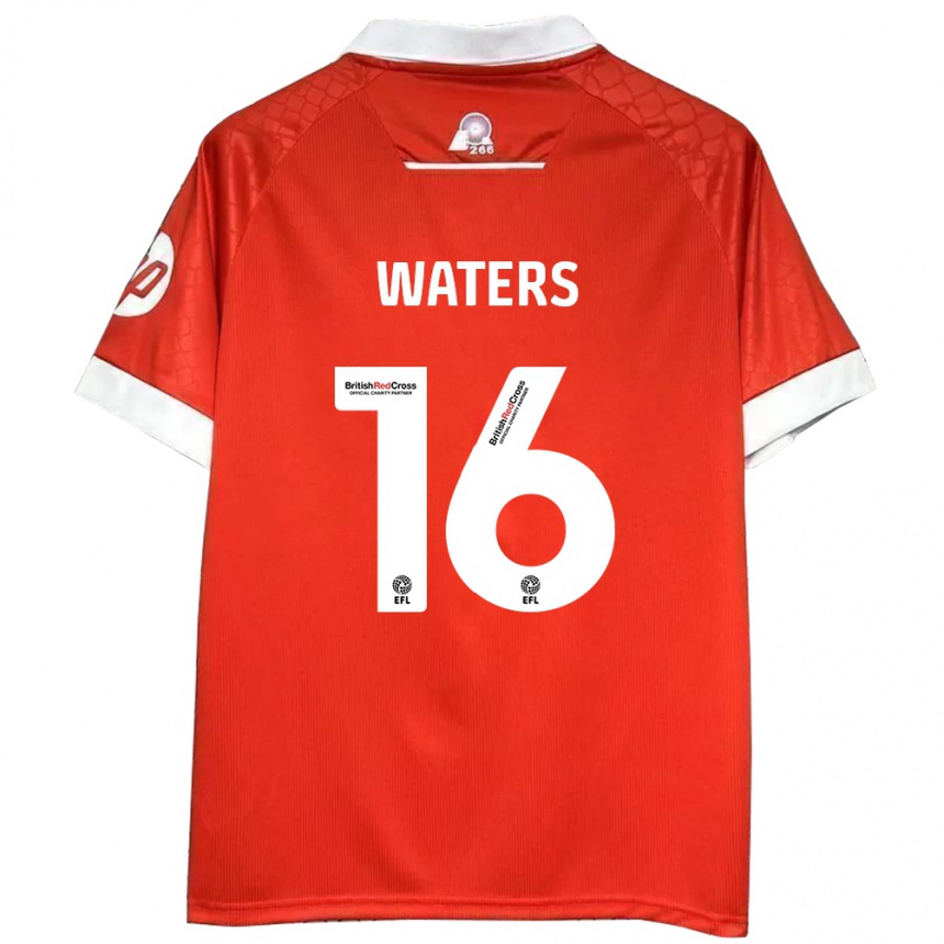 Herren Fußball Billy Waters #16 Rot Weiß Heimtrikot Trikot 2024/25 T-Shirt Luxemburg