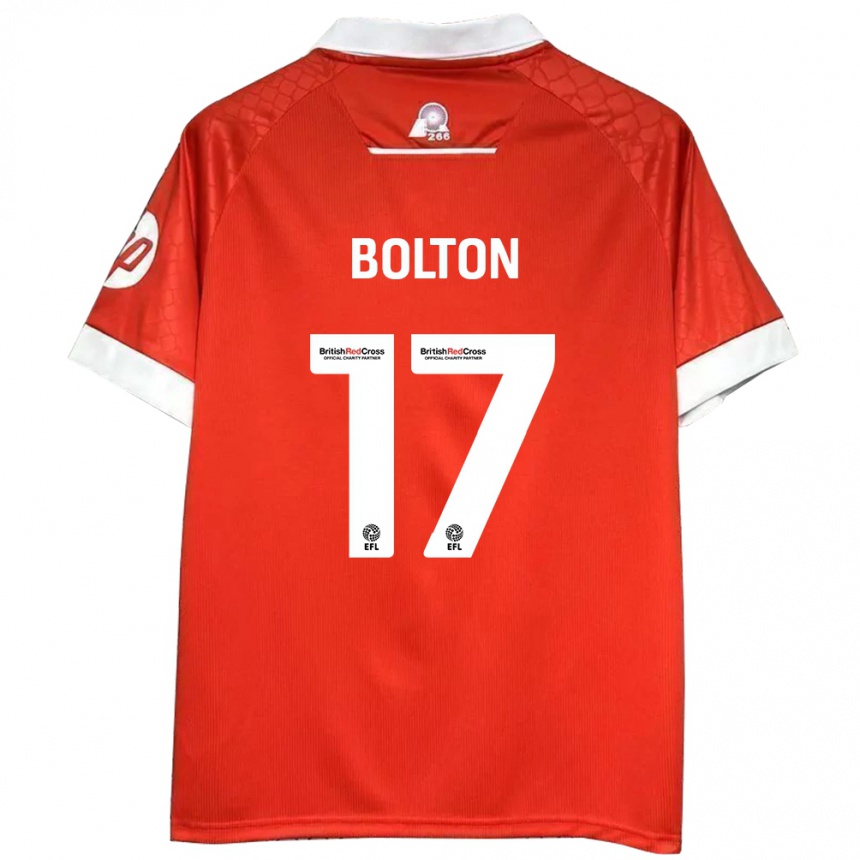 Herren Fußball Luke Bolton #17 Rot Weiß Heimtrikot Trikot 2024/25 T-Shirt Luxemburg