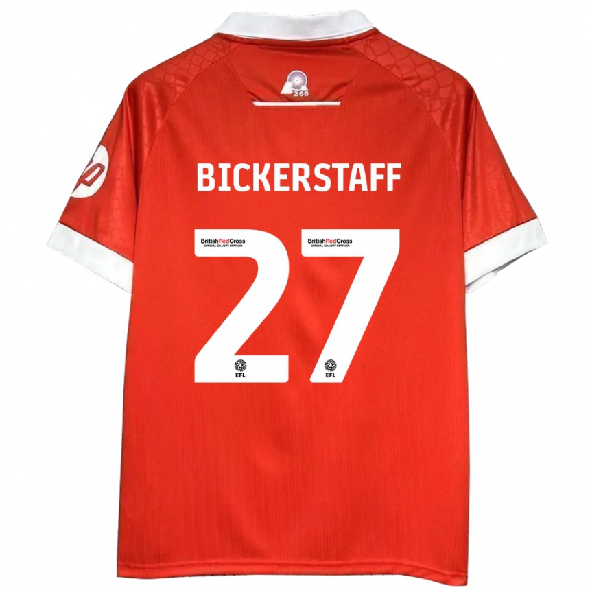 Herren Fußball Jake Bickerstaff #27 Rot Weiß Heimtrikot Trikot 2024/25 T-Shirt Luxemburg