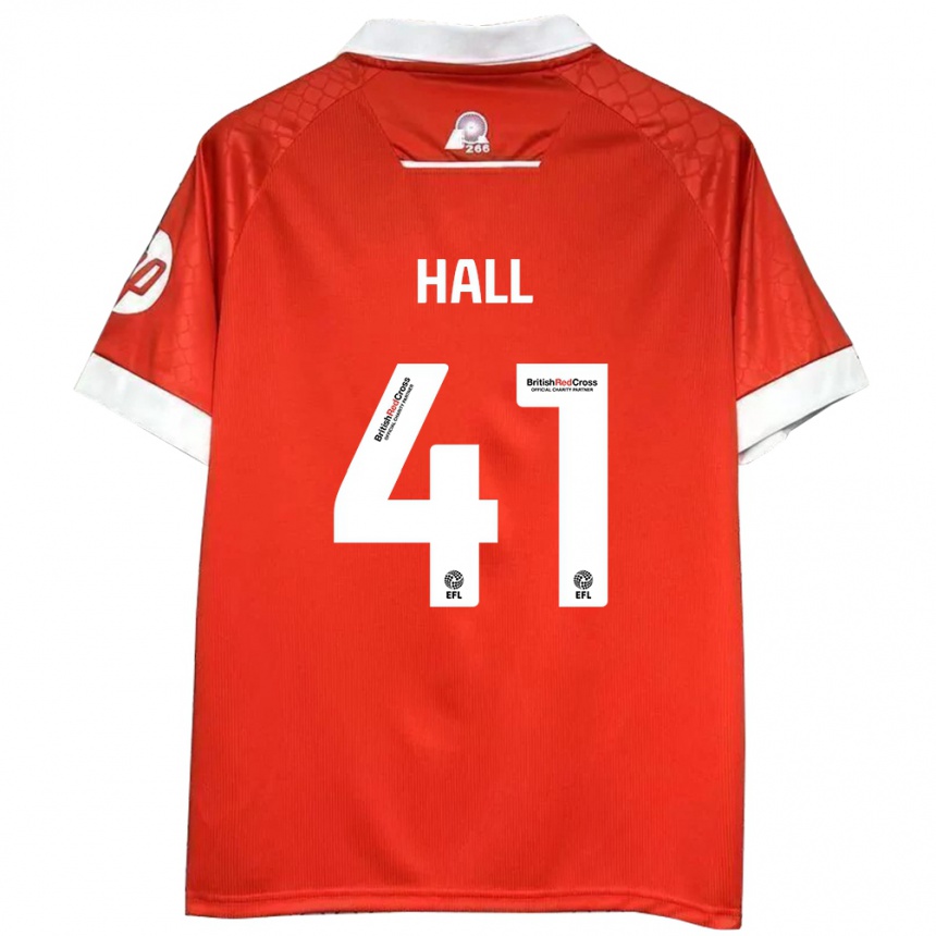 Herren Fußball Liam Hall #41 Rot Weiß Heimtrikot Trikot 2024/25 T-Shirt Luxemburg