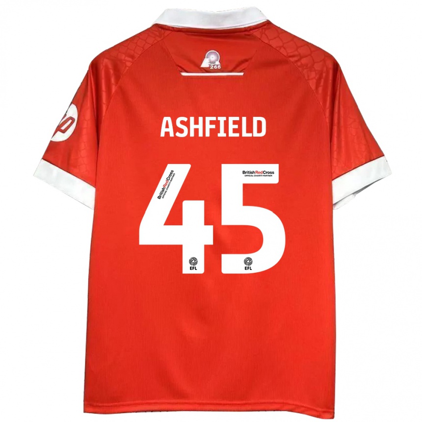 Herren Fußball Harry Ashfield #45 Rot Weiß Heimtrikot Trikot 2024/25 T-Shirt Luxemburg