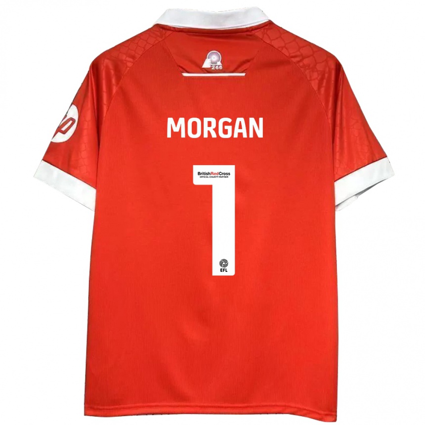 Herren Fußball Delyth Morgan #1 Rot Weiß Heimtrikot Trikot 2024/25 T-Shirt Luxemburg