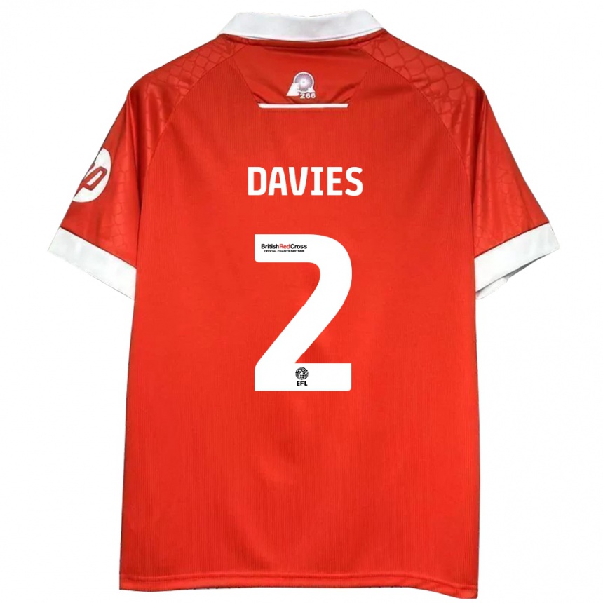 Herren Fußball Phoebe Davies #2 Rot Weiß Heimtrikot Trikot 2024/25 T-Shirt Luxemburg