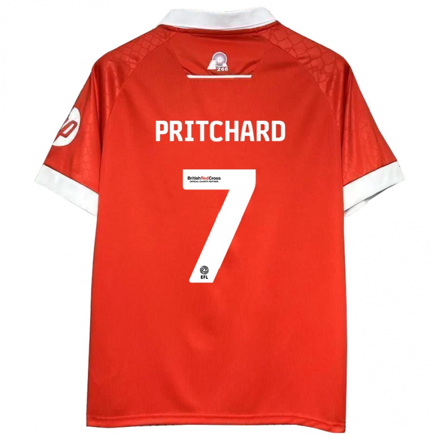 Herren Fußball Rebecca Pritchard #7 Rot Weiß Heimtrikot Trikot 2024/25 T-Shirt Luxemburg