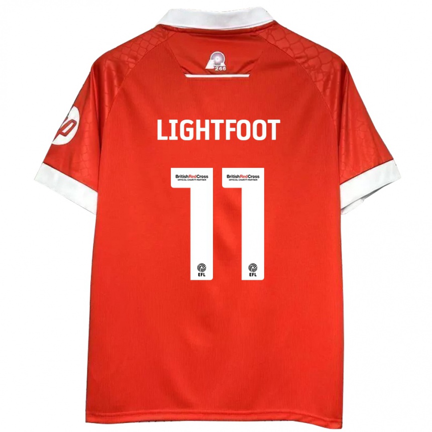 Herren Fußball Amber Lightfoot #11 Rot Weiß Heimtrikot Trikot 2024/25 T-Shirt Luxemburg