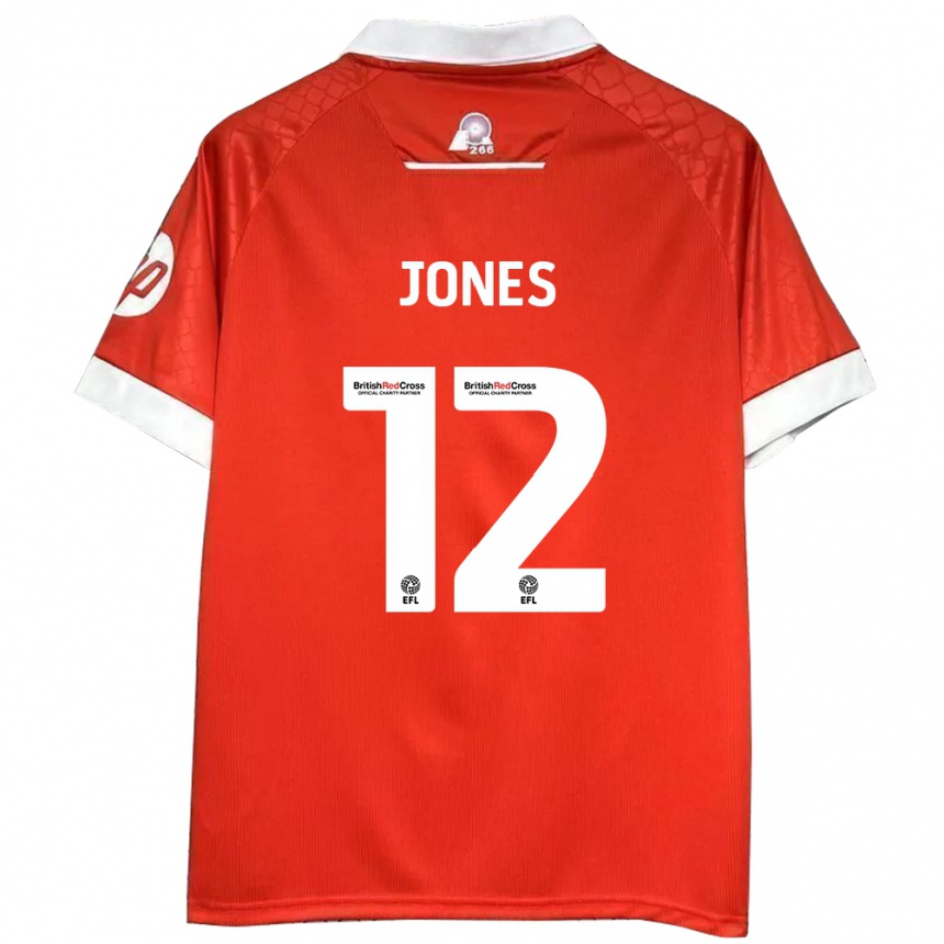 Herren Fußball Carra Jones #12 Rot Weiß Heimtrikot Trikot 2024/25 T-Shirt Luxemburg