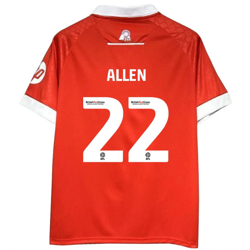 Herren Fußball Keren Allen #22 Rot Weiß Heimtrikot Trikot 2024/25 T-Shirt Luxemburg