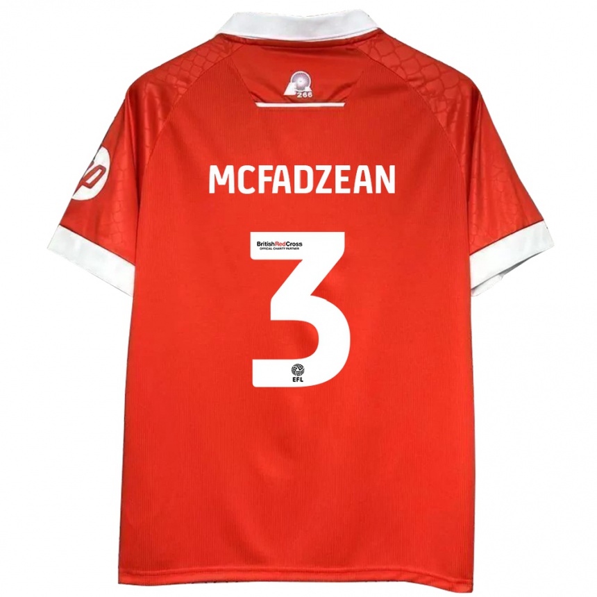 Herren Fußball Callum Mcfadzean #3 Rot Weiß Heimtrikot Trikot 2024/25 T-Shirt Luxemburg