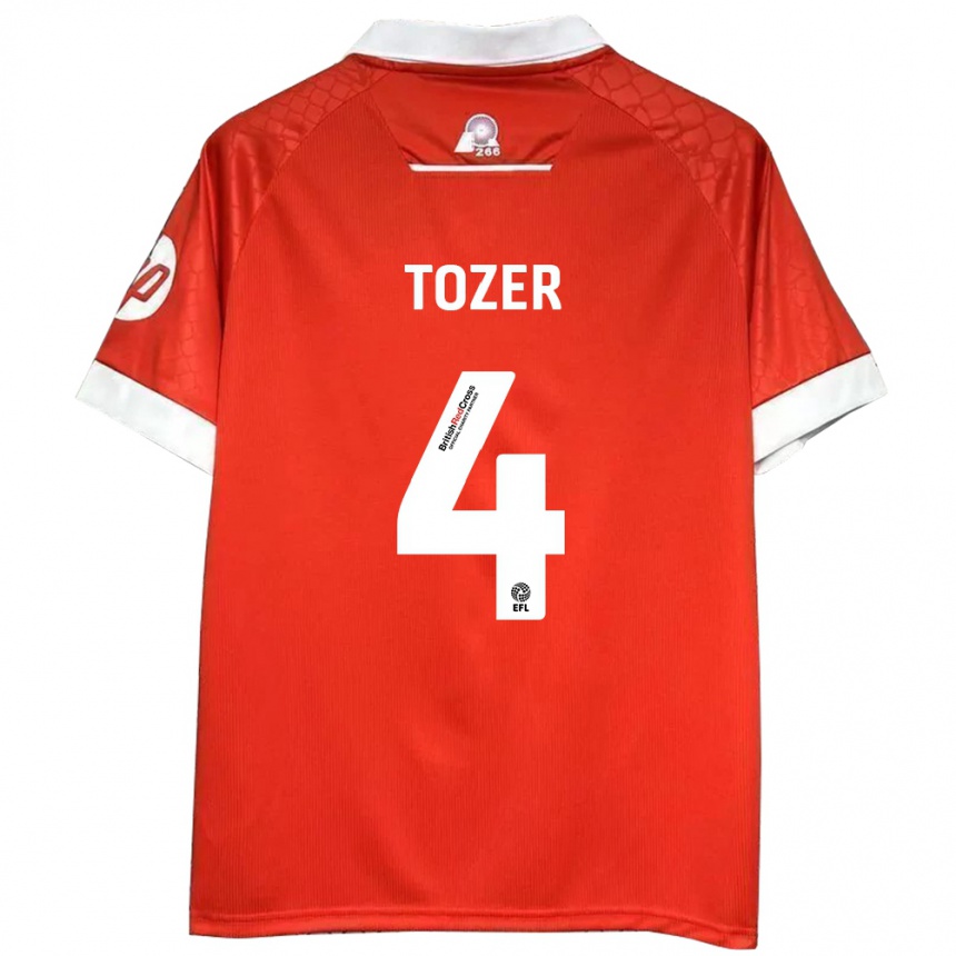 Herren Fußball Ben Tozer #4 Rot Weiß Heimtrikot Trikot 2024/25 T-Shirt Luxemburg